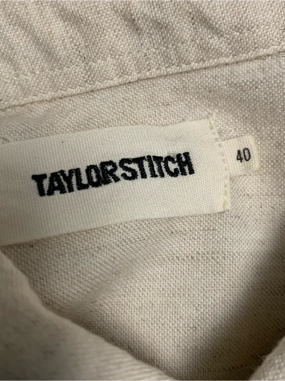Taylor Stitch Shirt Mens 40/M Western Short Sleeve Pearl Snap Cotton Linen Beige - Picture 11 of 12